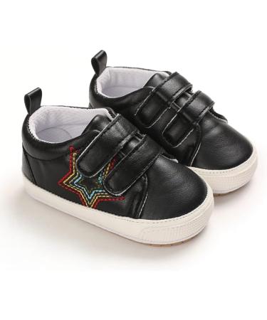 Cheerful Mario Baby First Walking Shoes - Soft PU Leather Prewalkers 3-6 Months (Black Star) - Buy Online on GoSupps.com