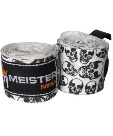 Meister hand wraps for boxing and martial arts 4.5 m elastic made of cotton 1 pair white/black - Buy Online on GoSupps.com