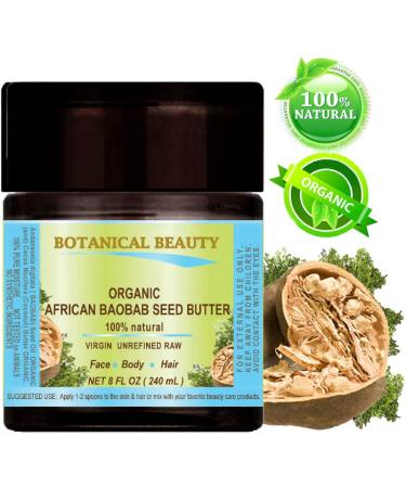Organic Baobab Oil Butter - 100% Natural, Raw, Virgin, Unrefined - Skin, Hair, Lip & Nail Care - 8 Fl. oz. - 240ml - Buy Online on GoSupps.com