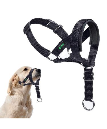 ILEPARK Dog Halver with seat belt head dishes for dogs to stop pulling adjustable and easy to control (m black) m black