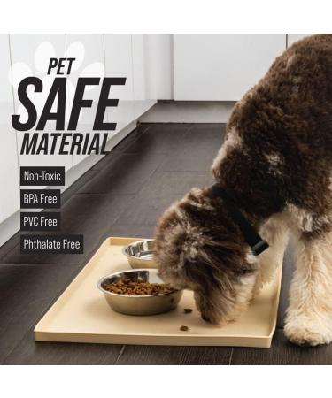 Leash Boss Splash Mat - XL Dog Food & Water Mat Non-Slip Waterproof Silicone High Lip Design (64 x 43 cm Beige) for Dogs & Cats - Buy Online on GoSupps.com