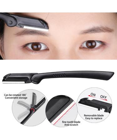 Professional Eyebrow Trimmer Set 9 Pieces Eyebrow Tweezers Set Stainless Steel Small Scissors Eyebrow Shaver Eyebrow Trimmer Tools for Men and Women (Black) - Buy Online on GoSupps.com