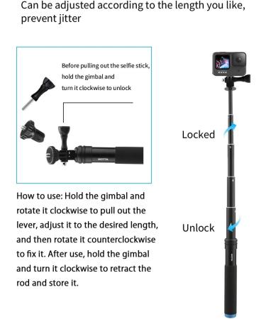 AFAITH Aluminum Alloy Selfie Stick for GoPro, Insta360, DJI OSMO Action - Waterproof Handheld Monopod with Stable Tripod - Buy Online on GoSupps.com