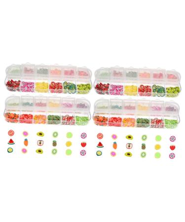 POPETPOP 4 Boxes 12 Nail Art Decoration Scrapbooking Slices Gemstone Stickers Nail Art Stickers Lemon Nail Art Lemon Decor Nail Art Fruit Slices Nail Slices Fruit Polymer Manicure 3d