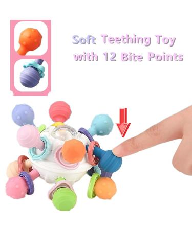Soft Silicone Baby Biting Toys & Rattles | Sensory Educational Balls for 0-18 Months - Ideal for Young Girls - Buy Online on GoSupps.com
