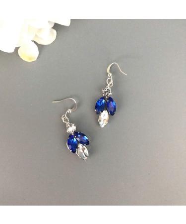 BERYUAN Women Royal Sapphire Crystal Blue Pearl Earring Hair Vine Set Silver Wedding Hair Accessory Hair Comb Piece Gift for Her Party Headpiece for Bride Bridesmaid Girls(Silver) (Blue) - Buy Online on GoSupps.com