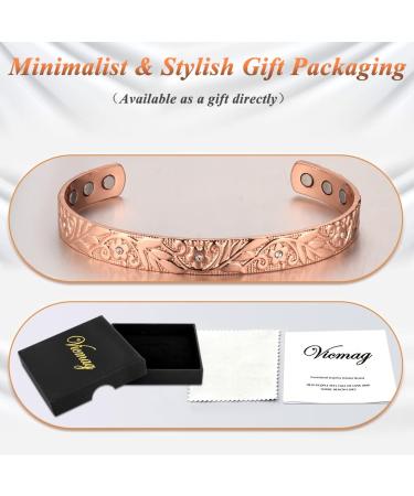 Vicmag Copper Magnetic Bracelet for Women Men | Adjustable Size | 6X Ultra Strength Magnets | 99.99% Solid Pure Copper | Rose Gold Crystal Plum | Gift Box Included - Buy Online on GoSupps.com