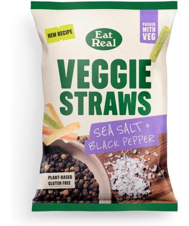 Eat Real Veggie Straws Sea Salted and Black Pepper 10 x 110g Gluten-free Snack Option Healthy and Low Calories Rice-Based Straws - Buy Online on GoSupps.com
