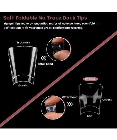 Duck Nail Tips 500Pcs - Clear Y2K Style Curved Nail Tips for Acrylic Nails - 10 Sizes Half Cover Wide French Nails with Nail Charms - Buy Online on GoSupps.com