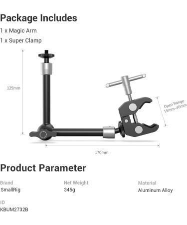 SmallRig Clamp with Adjustable Friction Power Articulating Magic Arm for LCD Monitor/LED Lights - KBUM2732B - Buy Online on GoSupps.com