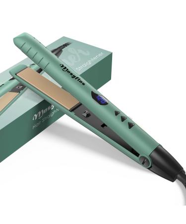 Mnsyflns smooth iron 2-in-1 lightweight hair smooth styling panels with ceramic coating & adjustable temperature 0 -200 Create for smooth hair Voluminous curls beach waves green