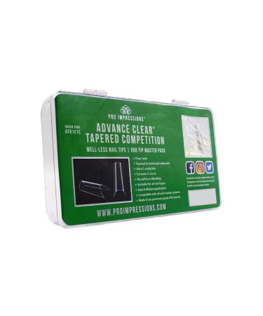 Pro Impressions 500-Piece Advance Clear Tapered Competition Nail Tips Set