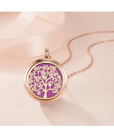 AZNECK Family Tree of Life Essential Oil Diffuser Necklace - Personalized Aromatherapy Locket Pendant Gift for Mom - Buy Online on GoSupps.com