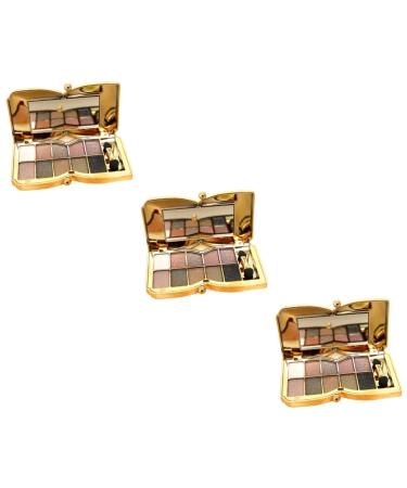DOITOOL 3pcs and Glitter Colors Colorful Eyeshadow Shadow Makeup Mirror with Brush #