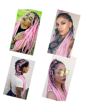 Jumbo Braids Pink Ombre Hair Extensions - 6Pcs 24inch Kanekalon Synthetic Box Crochet Hair (Black Pink) for Ultimate Style - Buy Online on GoSupps.com