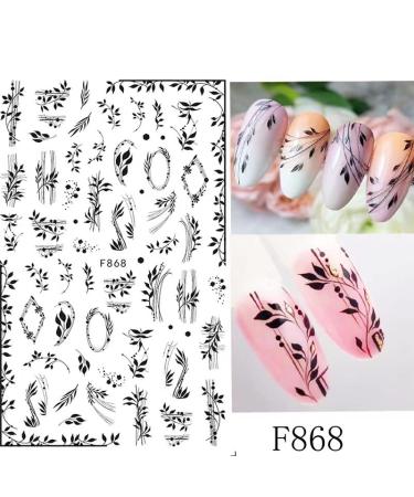 Spring Flower Nail Art Stickers Decals - 10 Self-Adhesive Sheets | Black & White Blossom Design for Nail Decoration Supplies - Buy Online on GoSupps.com