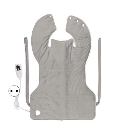 Heating cushions 37 x 22 inch soft electrical plush heating pillows 6-fold adjustable electrical heating for neck legs shoulders phi silver gray (EU)