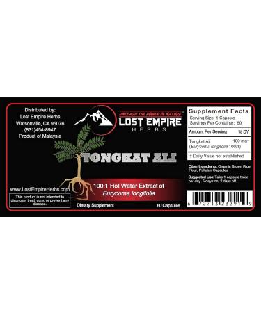 Buy Tongkat Ali Capsules (Eurycoma longifolia) - 100:1 Water Soluble Extract | Lost Empire Herbs - Premium International Shipping - Buy Online on GoSupps.com