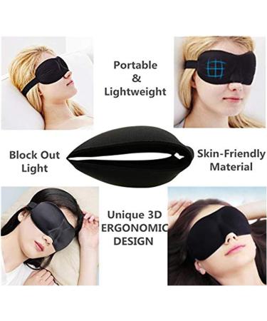 3-Piece Sleep Mask Set: Adjustable 3D Contoured Eye Masks with Earplugs & Storage Bag - Perfect for Sleep Naps & Shift Work - Unisex Black - Buy Online on GoSupps.com