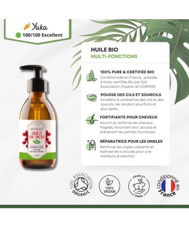 CASTOR OIL 100% ORGANIC NATUROLEUM cold pressed Pure and Natural - Extra Virgin - Nourishing care for Hair Eyelashes Nails Skin beard (200 ml) - Buy Online on GoSupps.com