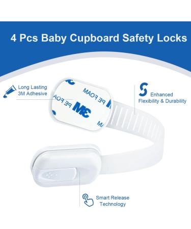 Baby Proof Cupboard Locks - 4 Pcs Child Safety Locks for Kitchen Drawers & Cabinets - Buy Online on GoSupps.com