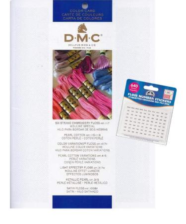 DMC color card and dental floss sticker.