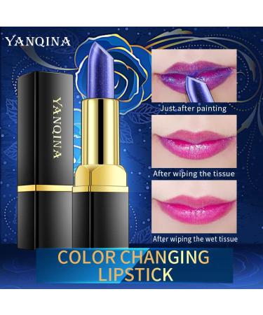 PAQIMAN Magic Temperature Changing Lipstick - Blue to Pink | Long-Lasting, Non-Stick Cup, Waterproof Lip Gloss | 1Pcs - Buy Online on GoSupps.com
