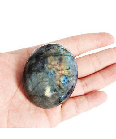 Orientrea Labradorite Palm Stone-1 Pc Labradorite Pocket Energy Stone Smooth Healing Crystal Worry Stone (Labradorite(1 pc))