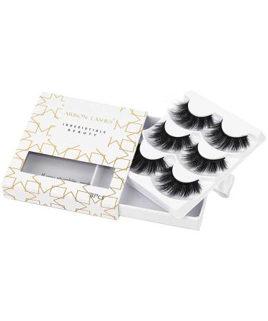 Arison Lashes 3 Pairs False Eyelashes 6D Fake Lashes Natural Black Long Pure Handmade Reusable (6DGY17) E6DGY17