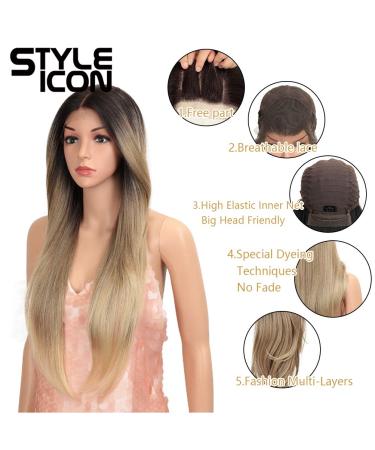 28 Ombre Blonde Easy-360 Lace Frontal Wig - Synthetic Long Straight Wig | Style Icon SOP 22613 - Buy Online on GoSupps.com