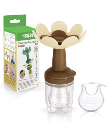 Haakaa Flower Feeder Silicone Baby Feeder Infant Feeding Safe Self Feeding BPA Free (Oat)