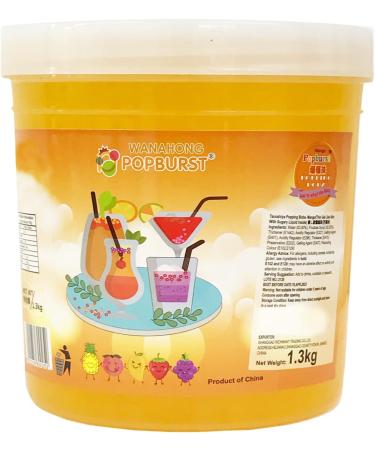 WaNaHong Mango Popping Boba Pearl 1.3 KG - Dessert Toppings for Prosecco and Cocktails - Buy Online on GoSupps.com