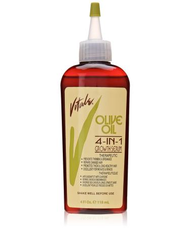 Vitale Olive Oil Growth Treatment Serum  4 oz - For Dry and Damaged Hair - Prevent Thinning & Damage Repair - Curl Wave Solution