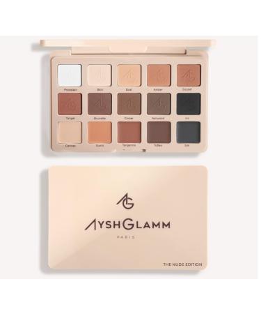 Ayshglamm Cosmetics Ayshglamm | The Nude Edition Eyeshadow Palette | 15 Universal Shades | Cream & Powder Textures | Natural to Elegant Makeup for All Skin Tones