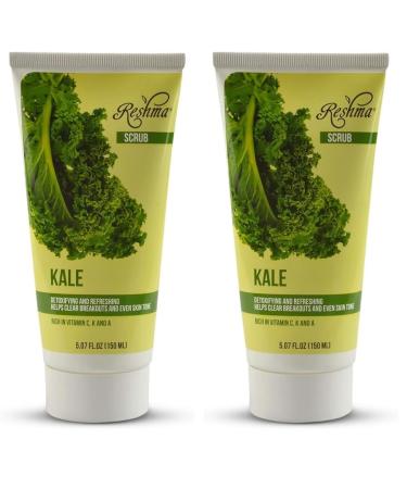 Reshma Beauty Kale Scrub | Dual Action Cleanser Face & Body Scrub | Gentle for All Skin Types and Dull Skin|Purifying and Hydrating| Enhances Natural Glow| Cruelty Free (Pack of 2) 5.07 oz