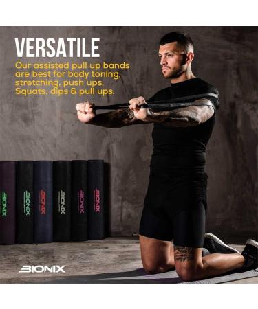 Bionix Pull Up Assistance Bands - 25lb Thick Latex Resistance Training Loop Band Set for Chin Up Assist & Powerlifting - Black - Buy Online on GoSupps.com