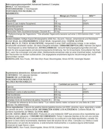 Now Foods Advanced Gamma-E-Komplex 120 Vitamin E Softgels - Buy Online on GoSupps.com