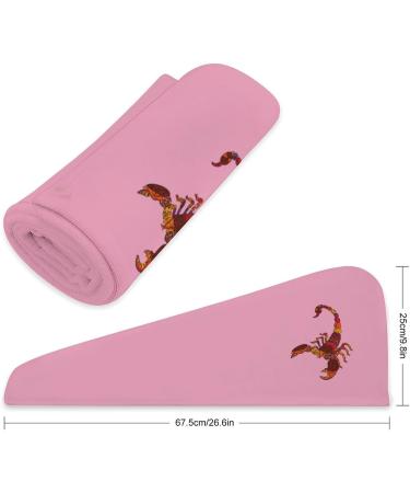 Red Scorpio Zodiac Microfiber Hair Towel Wrap for Women | 10"x26" Super Absorbent Hair Turban with Button - International Shipping - Buy Online on GoSupps.com