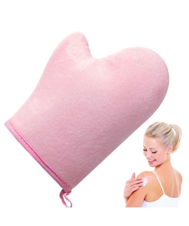 Tan Mitt - Mitaine Applicatrice Auto-Bronzante - Applicateur Ultra Doux Lavable en Machine avec Pouce pour Spray Lotion Mousse Corps Visage Femme Homme Rose