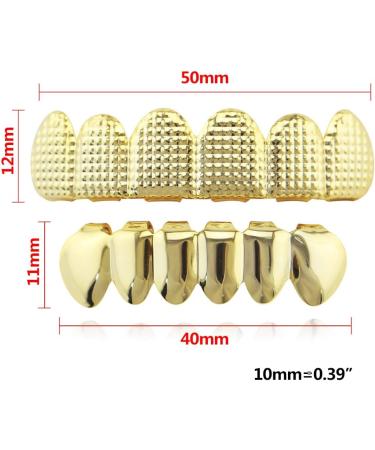 Lanche Hip Hop Gold & Silver Teeth Grills Set - Top & Bottom Bump Stripes for Party & Cosplay - Men's Fashion Jewelry - Buy Online on GoSupps.com
