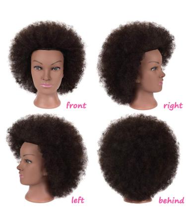 100% Human Hair Afro Curly Mannequin Head for Hairdresser Training - African American Doll Head with Clamp Stand - Ideal for Practice Styling and Braiding - Buy Online on GoSupps.com