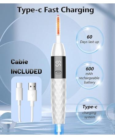USB Rechargeable Heated Eyelash Curler with Comb | Electric Eye Lash Curler - White - Buy Online on GoSupps.com