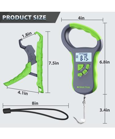 SNAIL TRAIL Fish Scales 7.5'' Floating Lip Gripper 50 lbs Digital Weigher - Tournament Bass Culling Scale, Boat Hanging Weight Scale - Gifts for Men Green - Buy Online on GoSupps.com