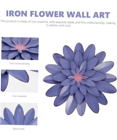 Alipis Iron Flower Decor Outdoor Sculpture Wall Pendant Floral Wall Art Daisy Flower Ornament Charm Metal 30X30CM Violet - Buy Online on GoSupps.com