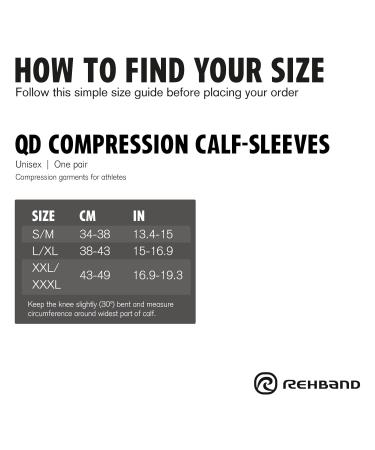 Buy Rehband QD Wade Compression Bandage | Black Calf Sleeves for Running Football & Hiking | XXL/XXXL Size - Buy Online on GoSupps.com