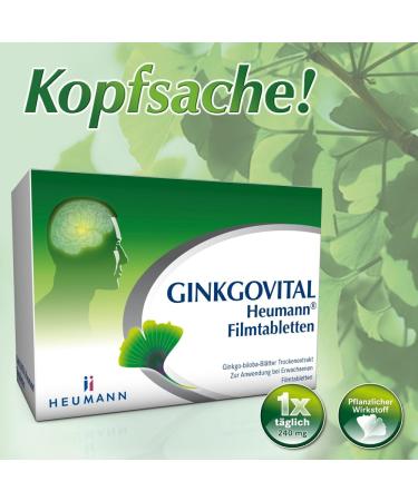 Ginkgovital Heumann 120 mg - Ginkgo Biloba Extract for Memory & Concentration | 30 Film-Coated Tablets - Buy Online on GoSupps.com