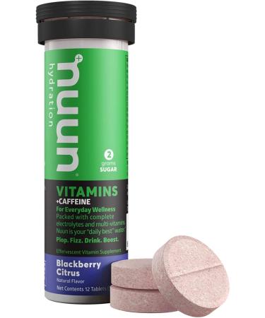 Nuun Vitamins + Energy: Blackberry Citrus Daily Supplement - 4 Tubes of 12 Tabs | Boost Your Energy & Wellness - Worldwide Shipping Available - Buy Online on GoSupps.com