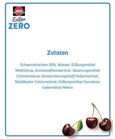 Schwartau Extra Zero Black Cherry Fruit Spread - No Added Sugar 15 Kcal/25g 280g | Low-Calorie Jam for Healthy Living - Buy Online on GoSupps.com