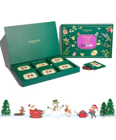 VAHDAM Assorted Loose Leaf Tea Sampler Gift Set - 20 Teas, 100+ Servings | Christmas Tea Gifts for Women, Men & Adults - Green Tea, Chai & More - Buy Online on GoSupps.com