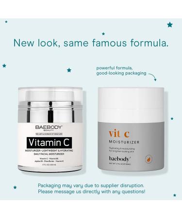 Baebody Vitamin C Moisturizer 1.7 fl oz - Brightening & Hydrating Face Cream - Buy Online on GoSupps.com